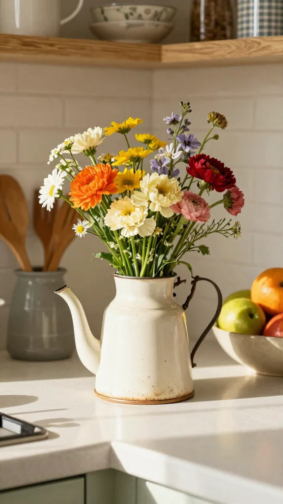 12 Unique Vase Ideas That Become the Focal Point of Any Room - 4. Vintage Tea Kettle Charm 1