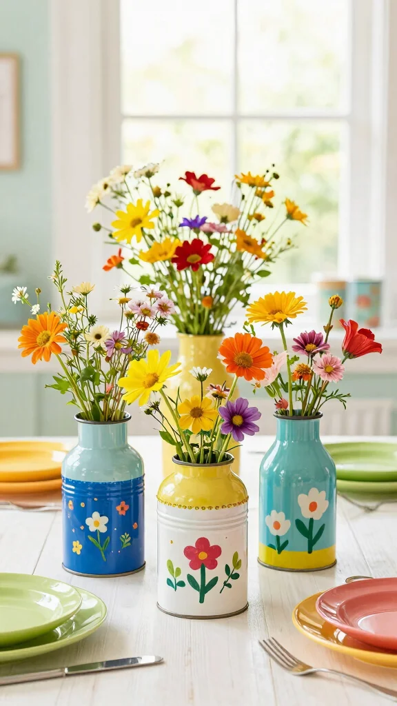12 Unique Vase Ideas That Become the Focal Point of Any Room - 5. Tin Can Creativity 1