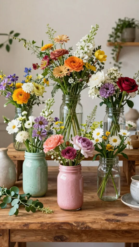 12 Unique Vase Ideas That Become the Focal Point of Any Room - 8. Mason Jar Magic 1