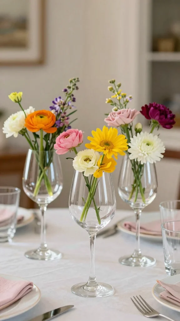 12 Unique Vase Ideas That Become the Focal Point of Any Room - 9. Repurposed Wine Glasses 1