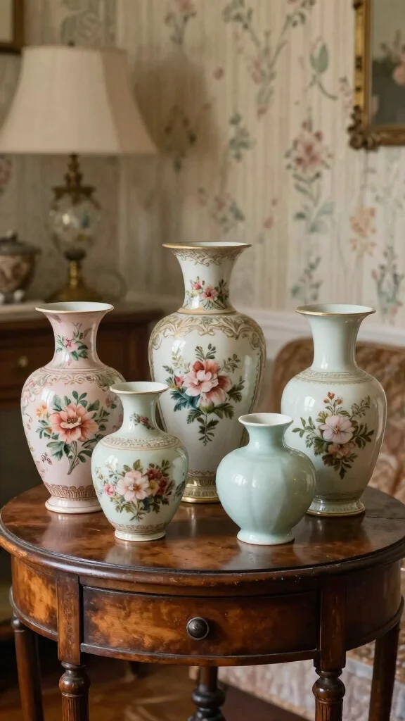 12 Vase Set Ideas for a Coordinated Layered Home Display - 3. Vintage Charm 1