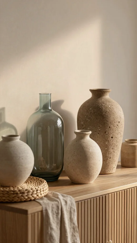 12 Vase Set Ideas for a Coordinated Layered Home Display - 8. Textural Contrast 1