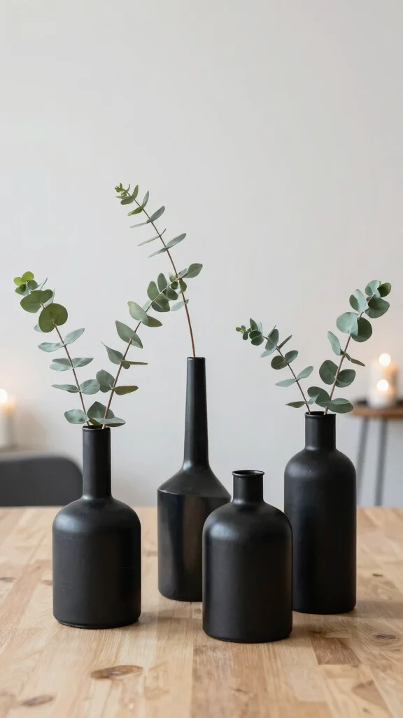 12 Vase With Branch Ideas for a Minimal Architectural Home Display - 3. Minimalist Black Metal Vases with Sharp Branches 1