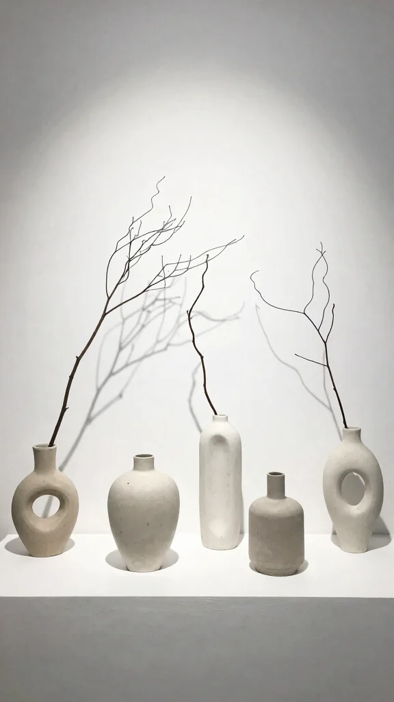 12 Vase With Branch Ideas for a Minimal Architectural Home Display - 7. Unique Shaped Vases with Asymmetrical Branches 1