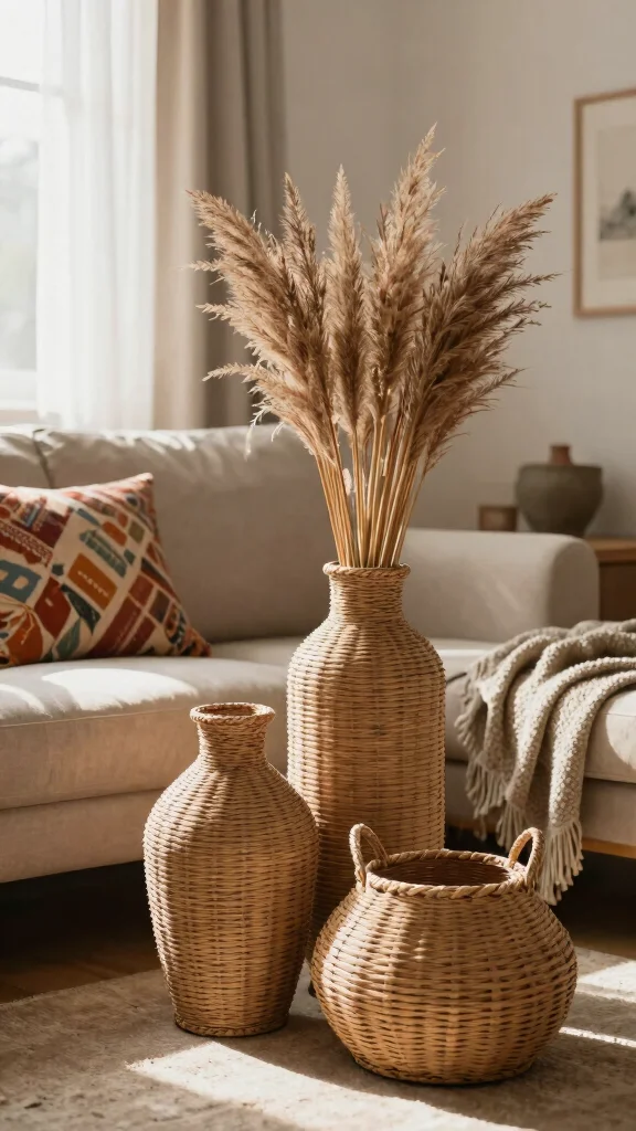 12 XL Floor Vase Ideas for a Dramatic Statement-Making Home Display - 3. Woven Wonders 1