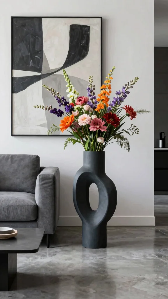 12 XL Floor Vase Ideas for a Dramatic Statement-Making Home Display - 8. Artistic Abstract Shapes 1