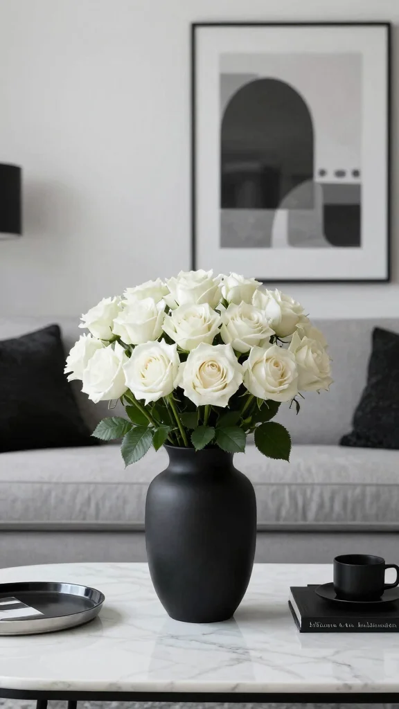 12 XL Floor Vase Ideas for a Dramatic Statement-Making Home Display - 9. Statement-Making Monochrome 1