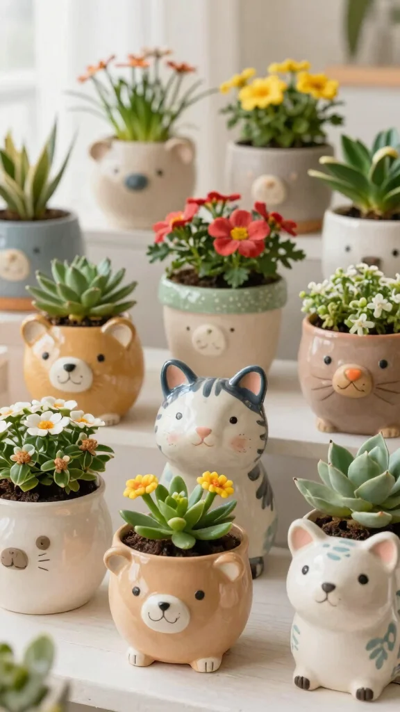 13 Ceramic Plant Pot Ideas for a Beautiful Artisan Garden or Interior - 10. Playful Animal Designs 1