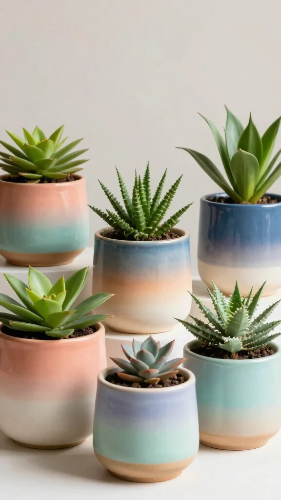 13 Ceramic Plant Pot Ideas for a Beautiful Artisan Garden or Interior - 8. Colorful Ombre Effects 1