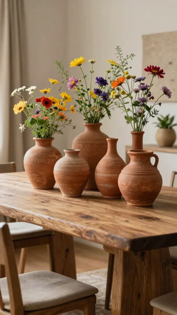 13 Ceramic Vase Ideas for a Handcrafted Earthy Home Accent - 1. Rustic Charm: Textured Terracotta Vases 1