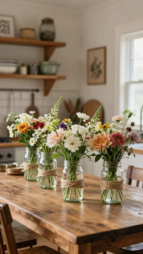 13 Ceramic Vase Ideas for a Handcrafted Earthy Home Accent - 12. Farmhouse Style: Mason Jar Vases 1