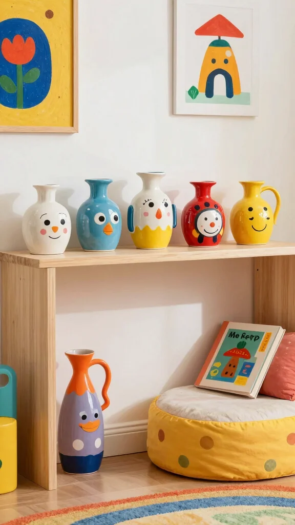 13 Ceramic Vase Ideas for a Handcrafted Earthy Home Accent - 7. Whimsical Touch: Playful Cartoonish Vases 1