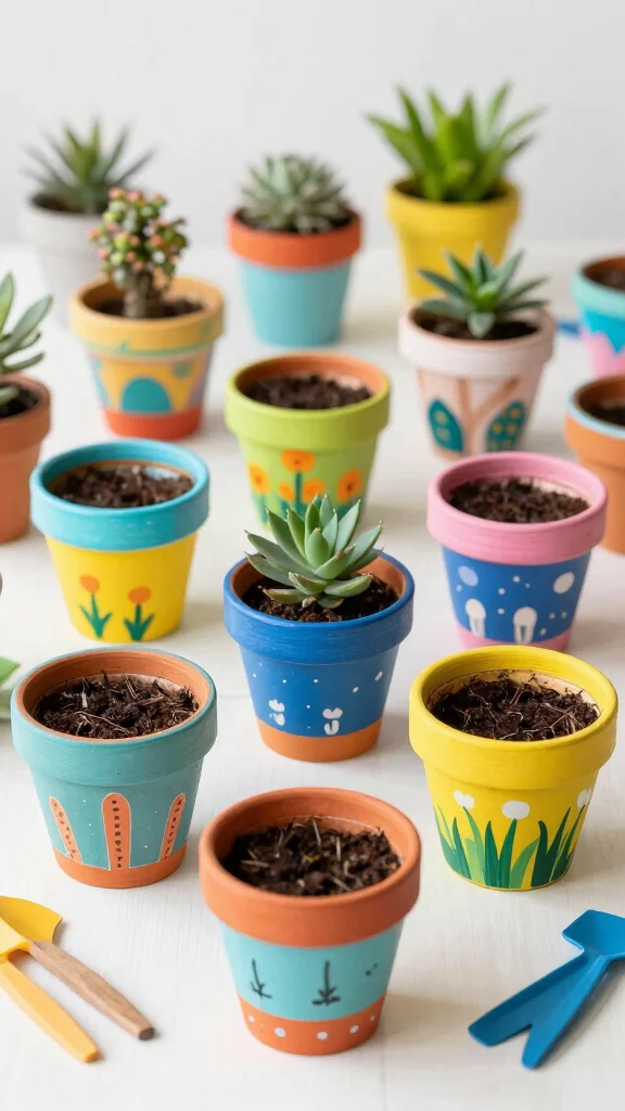 13 Indoor Plant Pot Ideas for a Stylish Thriving Home Garden - 13. Custom Painted Pots 1