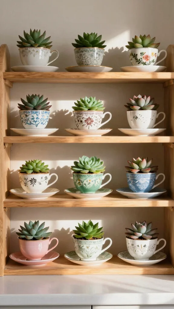 13 Indoor Plant Pot Ideas for a Stylish Thriving Home Garden - 9. Vintage Teacups as Pots 1