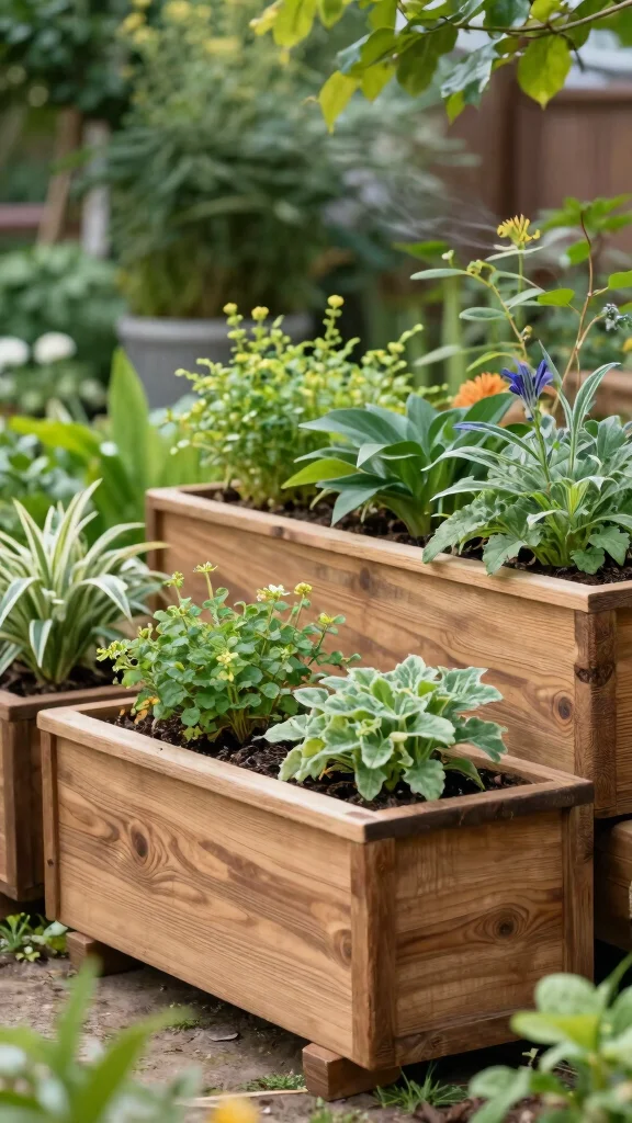 13 Outdoor Pot Ideas for Patios, Porches, Balconies, and Gardens - 10. Eco-Friendly Wooden Planters 1