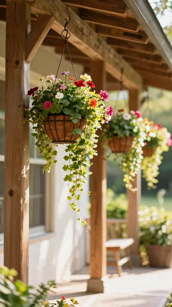 13 Outdoor Pot Ideas for Patios, Porches, Balconies, and Gardens - 7. Hanging Basket Wonders 1