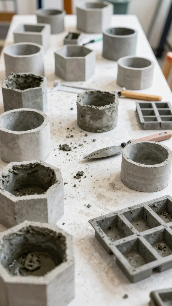 13 Plant Pot Ideas for Indoor Outdoor and Every Garden Style - 10. DIY Concrete Planters 1