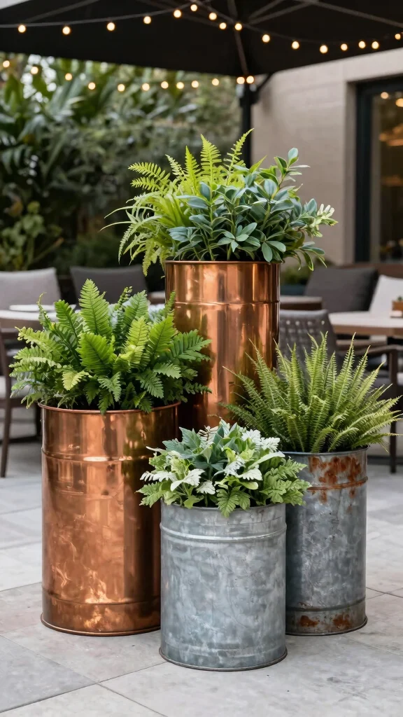 13 Plant Pot Ideas for Indoor Outdoor and Every Garden Style - 7. Stylish Metal Containers 1