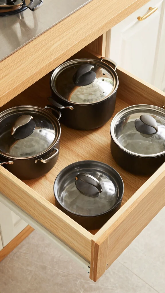 13 Pot Organization Ideas for Cabinets, Drawers, and Open Shelves - 11. Drawer Dividers 1