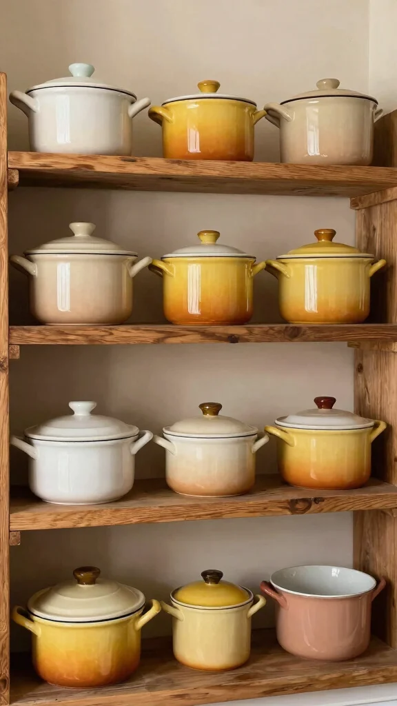 13 Pot Organization Ideas for Cabinets, Drawers, and Open Shelves - 13. Organize with Style: Vintage Finds 1