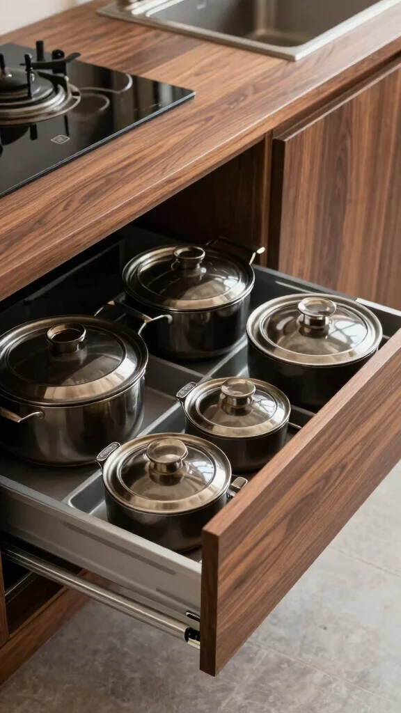 13 Pot Organization Ideas for Cabinets, Drawers, and Open Shelves - 2. Pull-Out Drawers 1