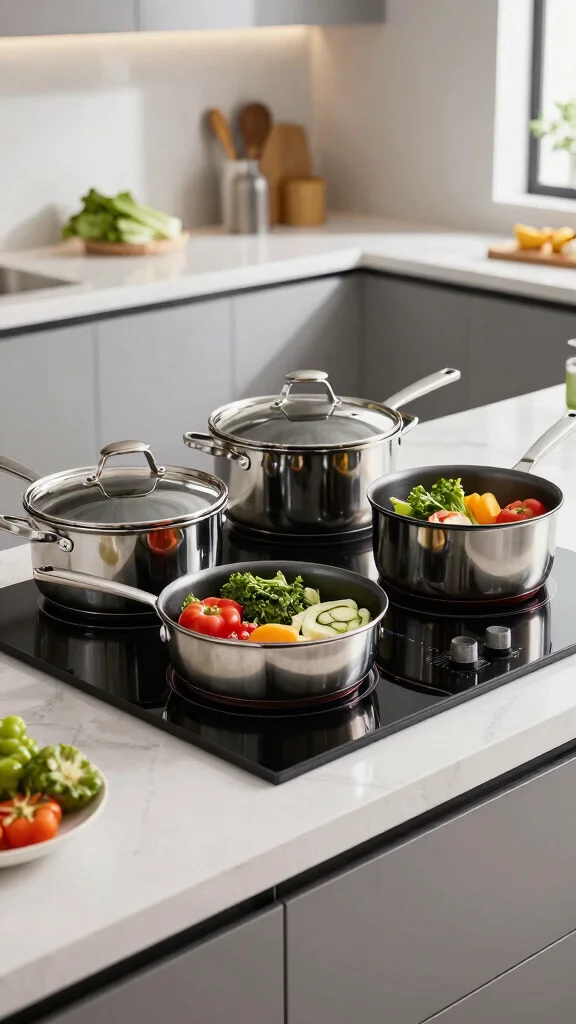 13 Pots and Pans Set Ideas for a Complete Well-Equipped Kitchen - 10. Induction-Compatible Cookware Sets 1
