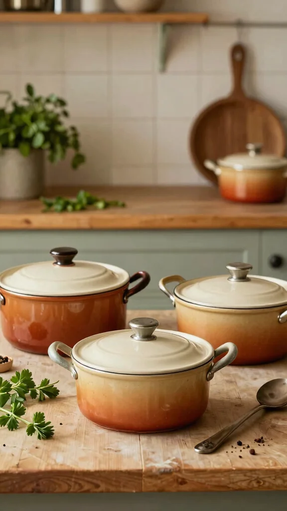13 Pots and Pans Set Ideas for a Complete Well-Equipped Kitchen - 13. Vintage-Inspired Cookware Sets 1