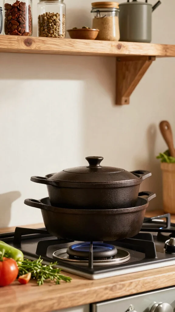 13 Pots and Pans Set Ideas for a Complete Well-Equipped Kitchen - 4. Cast Iron Cookware for Durability 1