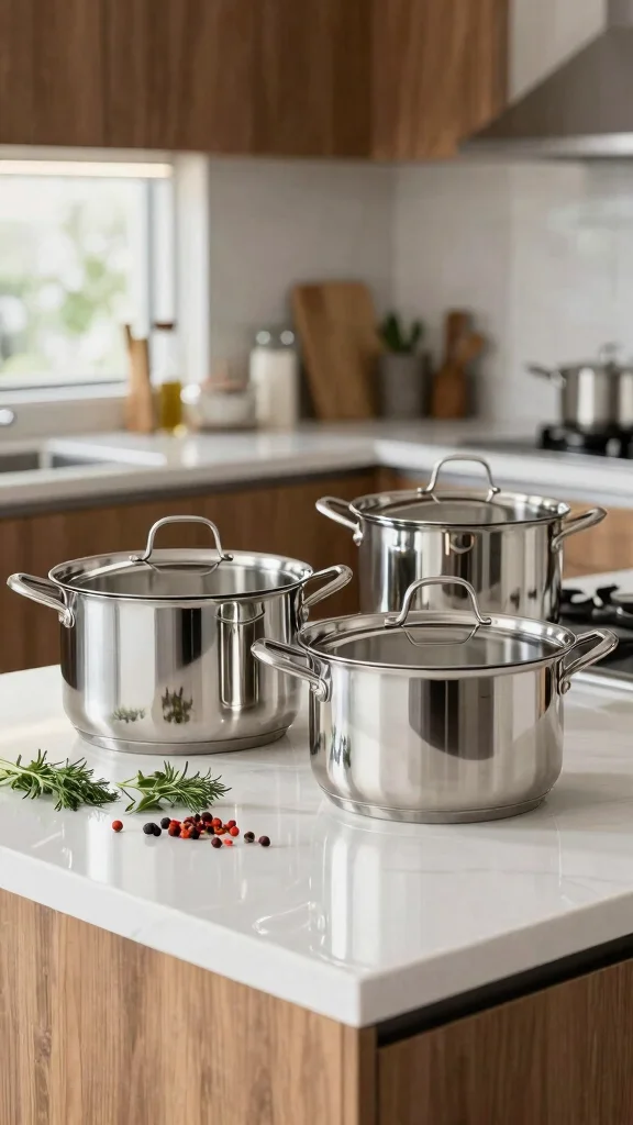 13 Pots and Pans Set Ideas for a Complete Well-Equipped Kitchen - 5. Stainless Steel Cookware: Timeless Elegance 1