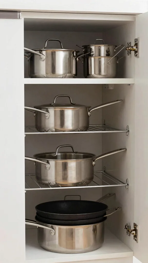 13 Pots and Pans Storage Ideas for Every Kitchen Size and Layout - 6. Stackable Cookware Solutions 1