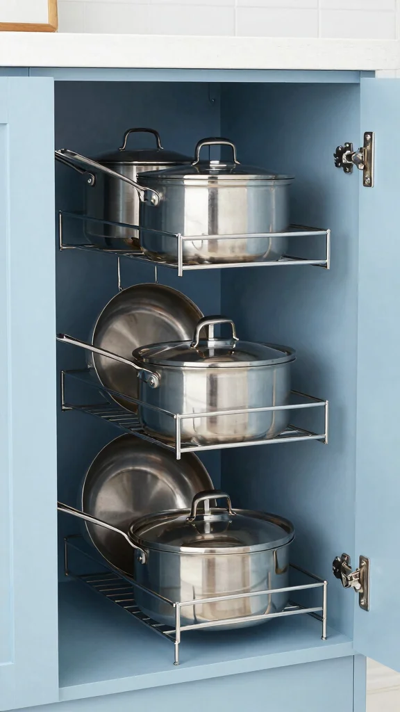 13 Pots and Pans Storage Ideas for Small Kitchens and Large Ones - 7. Pot and Pan Organizers 1