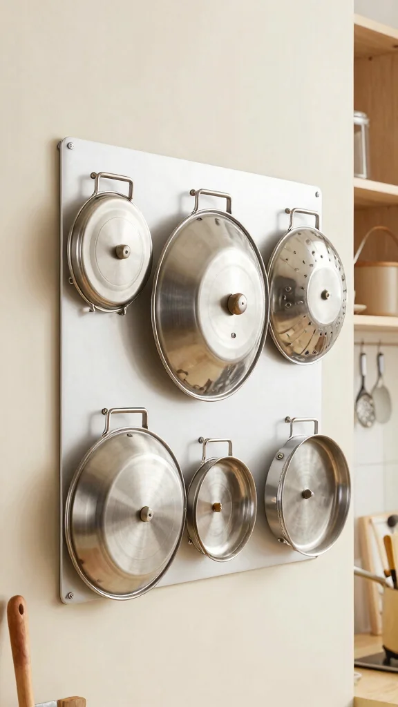 13 Pots and Pans Storage Ideas for Small Kitchens and Large Ones - 8. Magnetic Strips for Lids 1