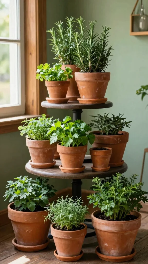 13 Terracotta Pot Concepts for a Warm Classic Natural Plant Display - 1. Tiered Terracotta Display 1