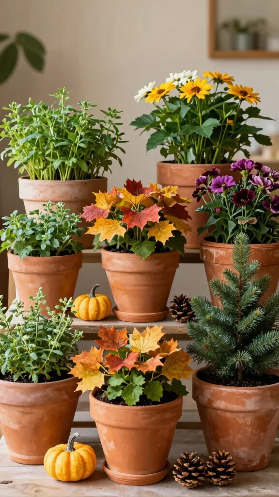 13 Terracotta Pot Concepts for a Warm Classic Natural Plant Display - 13. Seasonal Terracotta Arrangements 1