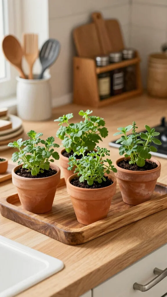 13 Terracotta Pot Concepts for a Warm Classic Natural Plant Display - 5. Mini Terracotta Herb Garden 1