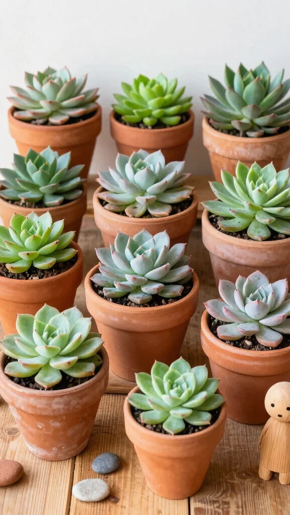 13 Terracotta Pot Concepts for a Warm Classic Natural Plant Display - 8. Succulent Mix in Terracotta 1